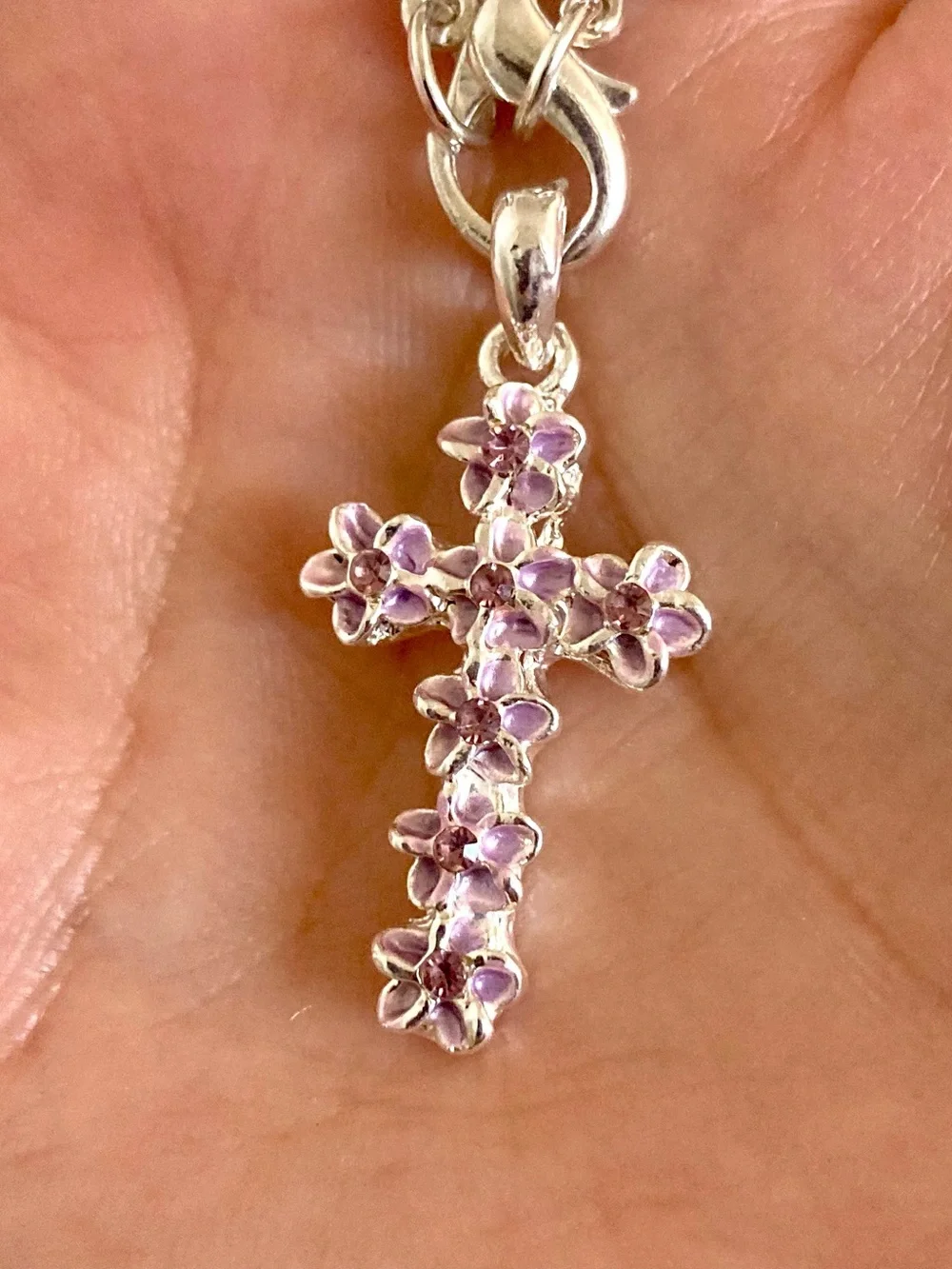 Laule’a Hawaii Floral Cross turtle plumeria phone charm Light Purple NWOT
